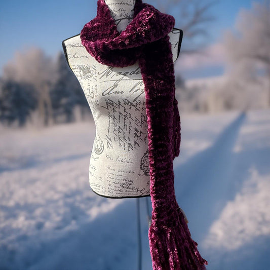 Velvet Hand-Knit Scarves