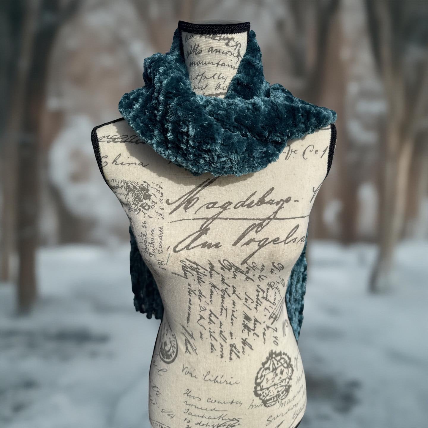Velvet Hand-Knit Scarves