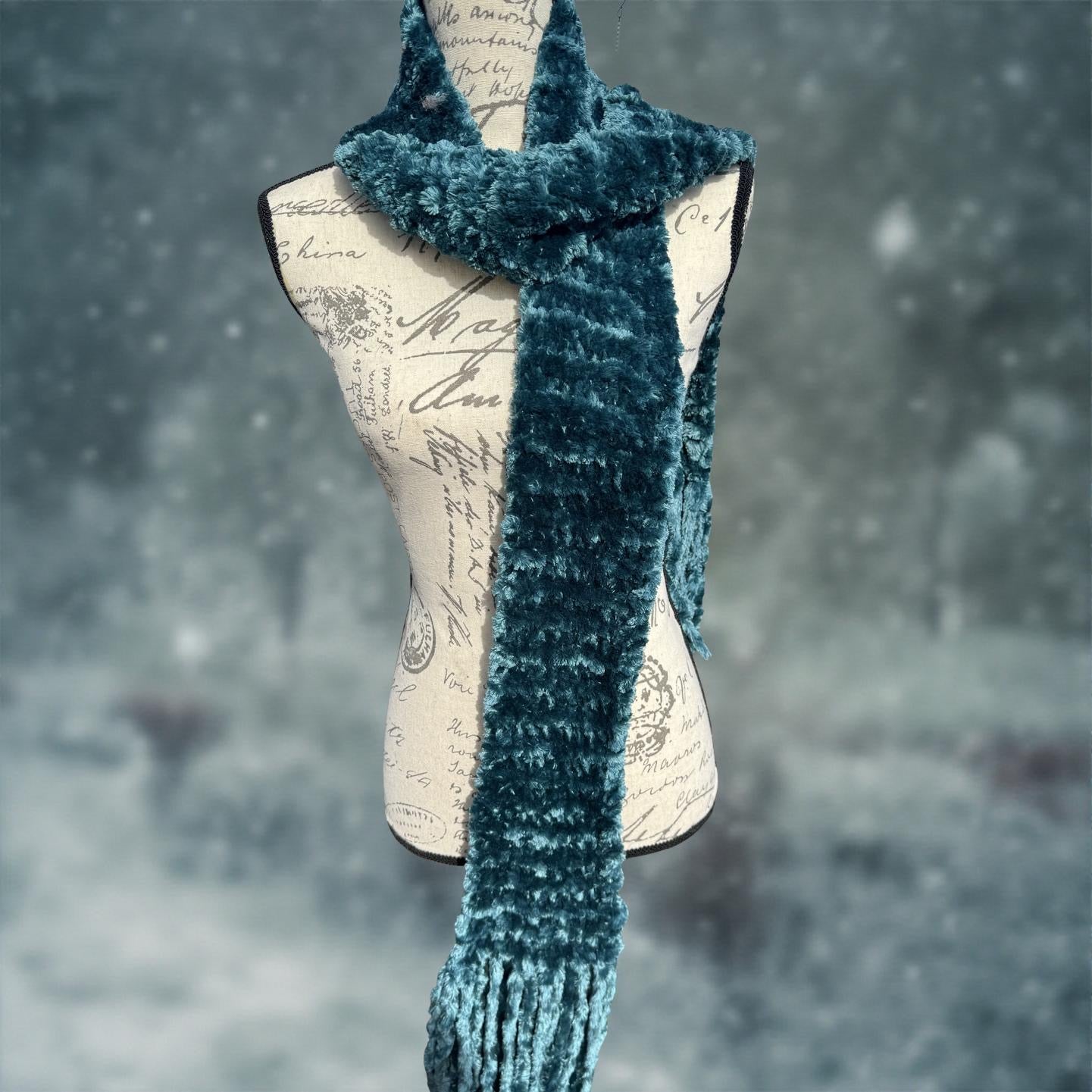 Velvet Hand-Knit Scarves