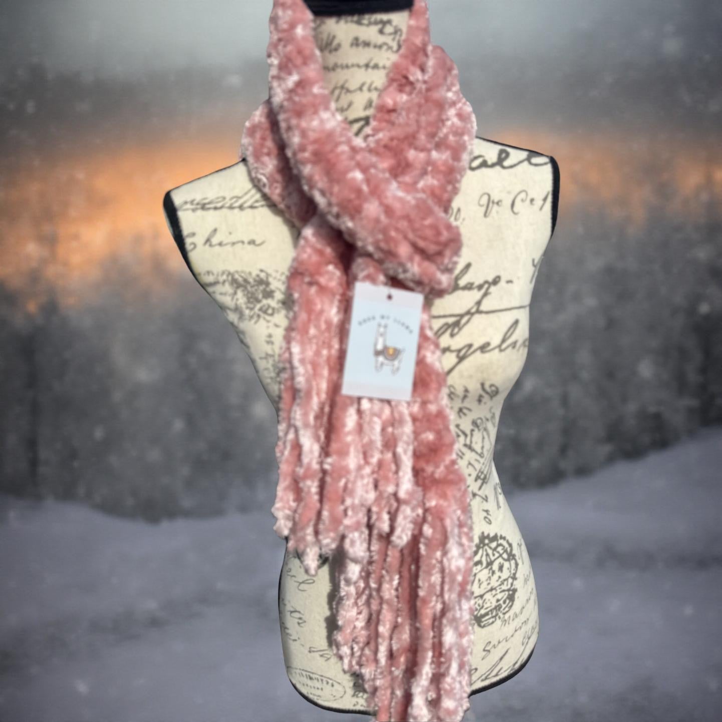 Velvet Hand-Knit Scarves