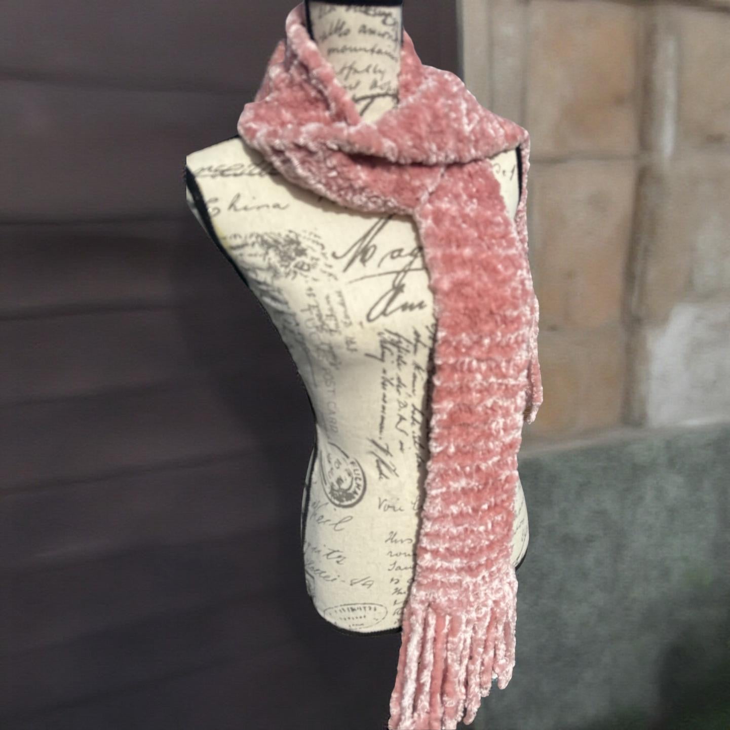 Velvet Hand-Knit Scarves