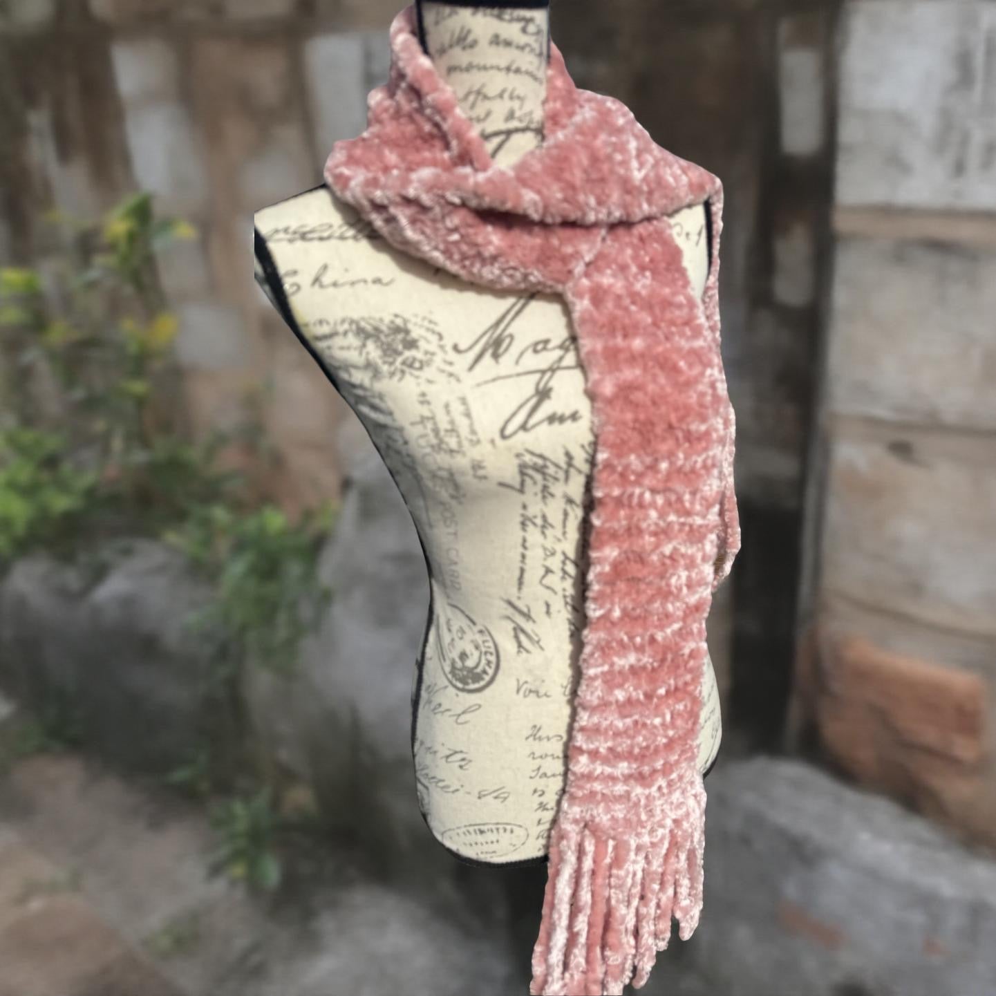 Velvet Hand-Knit Scarves