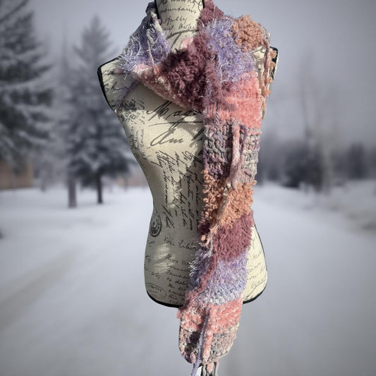 Frosted Petals Hand-Knit Scrap Scarf