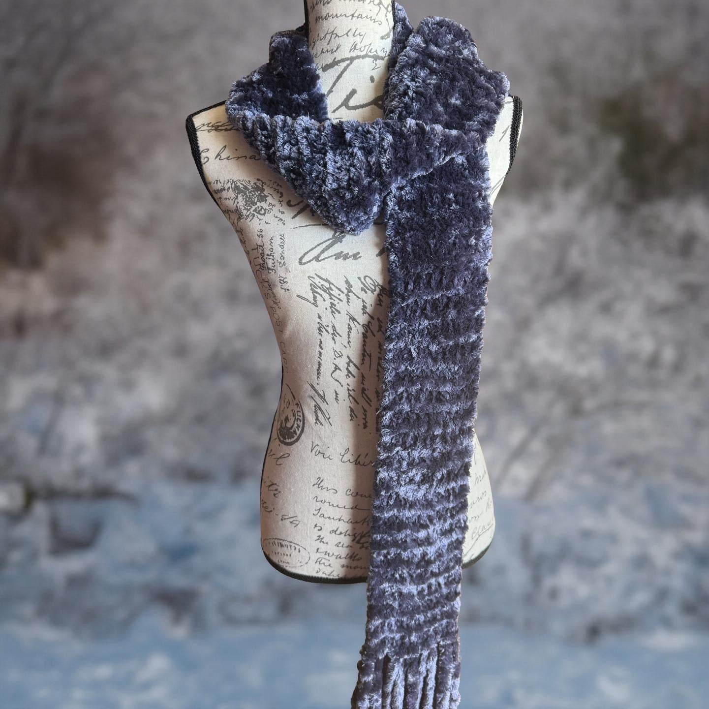 Velvet Hand-Knit Scarves