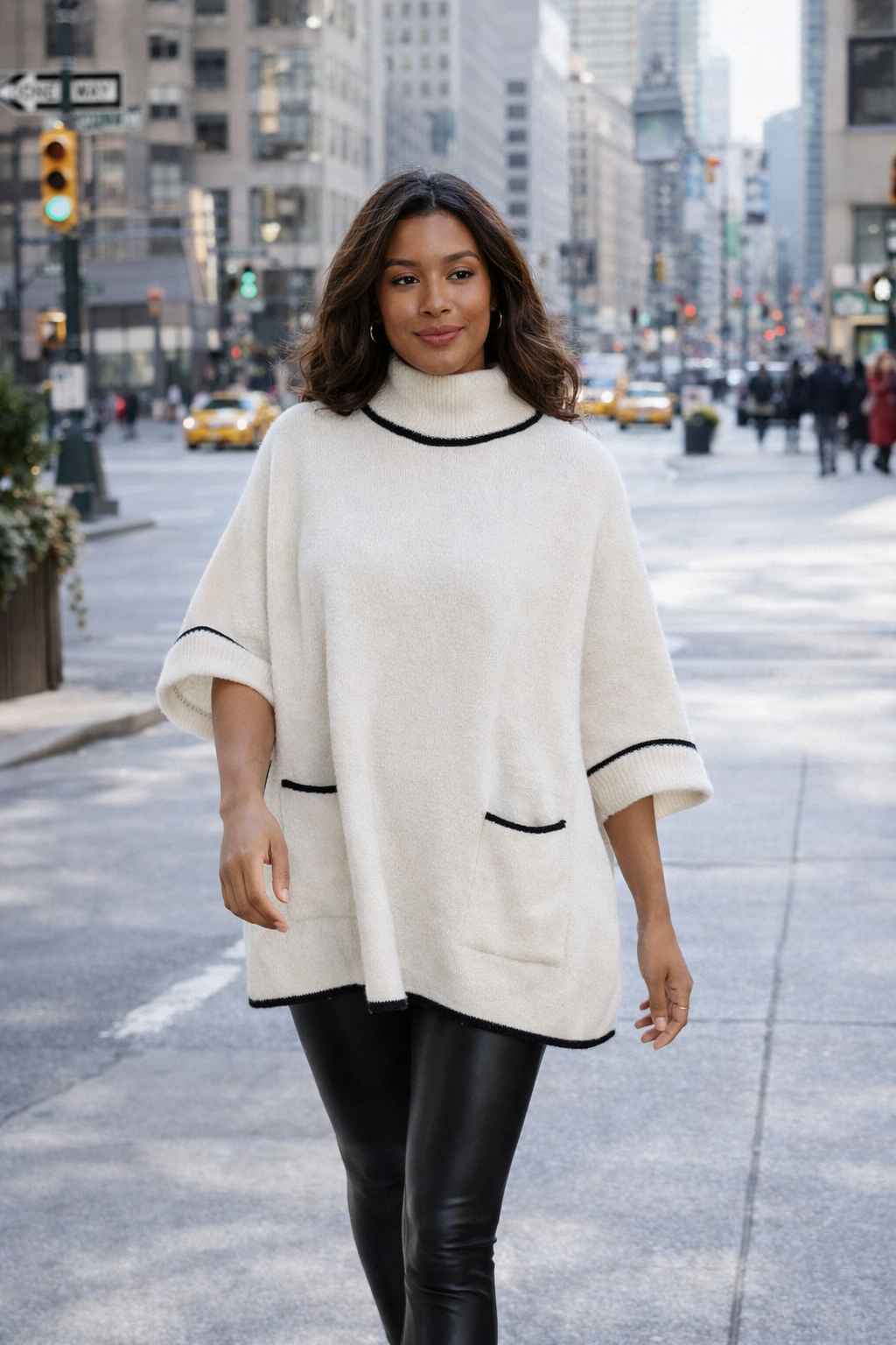 Cozy Turtle Neck Ponch with Arm Holes